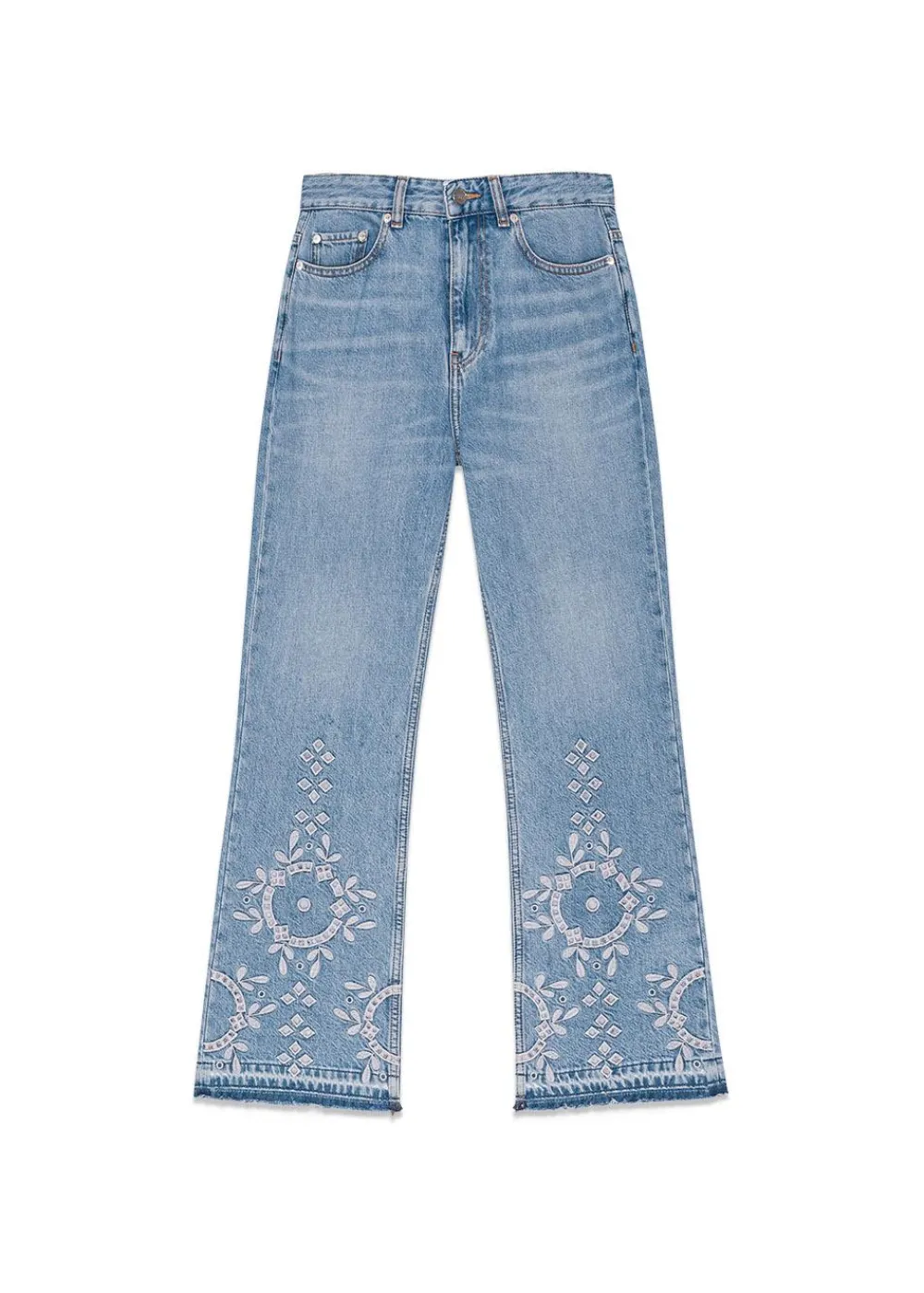 Broderie Anglaise Denim Betzy Cropped>Ganni New