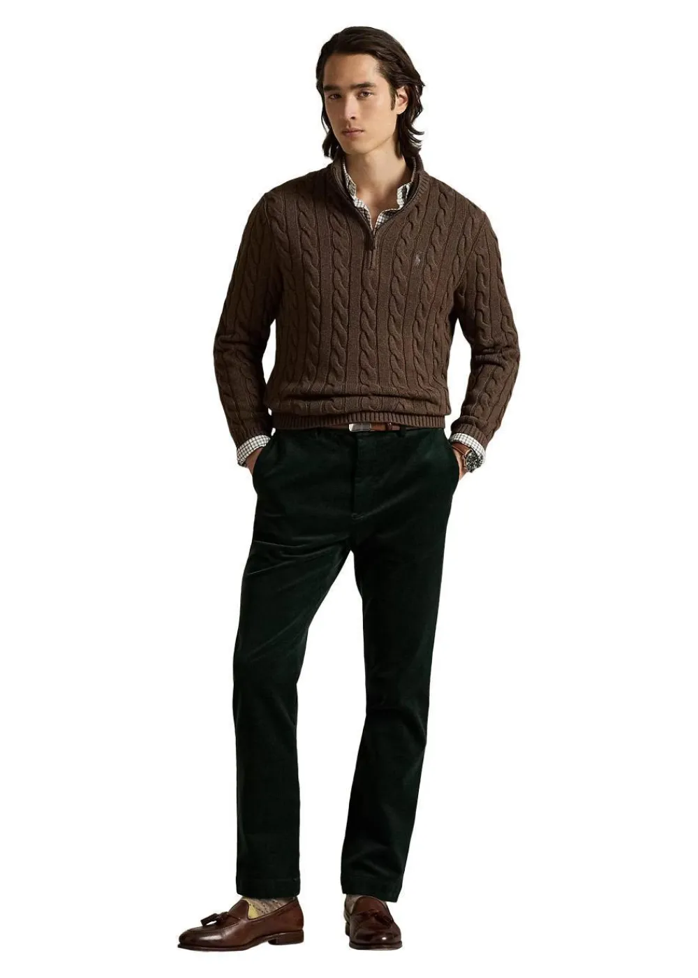 Cable Knit Cotton Quater Zip Sweater>Ralph Lauren New