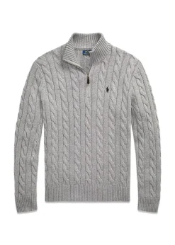 Cable Knit Cotton Quater Zip Sweater>Ralph Lauren Best