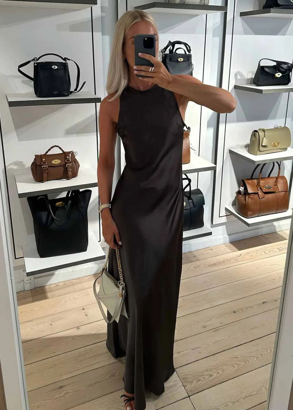 Celinie Heavy Sateen Dress>Neo Noir