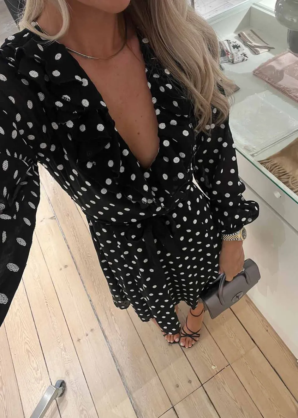 Chiffon Ruffle Mini Dress>Rotate Clearance