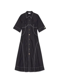 Cotton Poplin Long Shirt Dress>Ganni Discount
