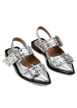 Feminine Buckle Ballerina Metallic></noscript>Ganni Sale