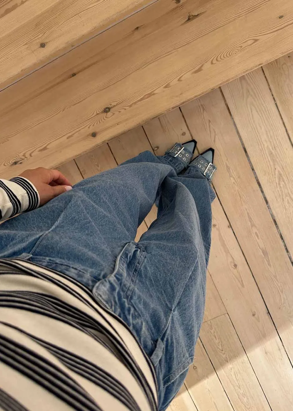 Feminine Buckle Ballerina Charms Denim>Ganni Clearance