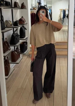 PINSTRIPE WIDE LEG PANTS>Rotate