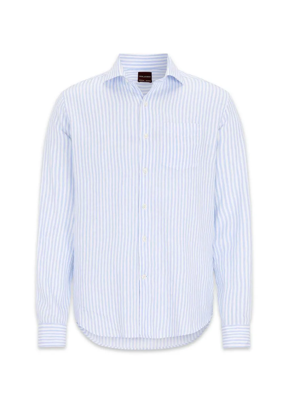 Reg Fit Wide Spread Linen Venetian Stripe Shirt>Oscar Jacobson Best