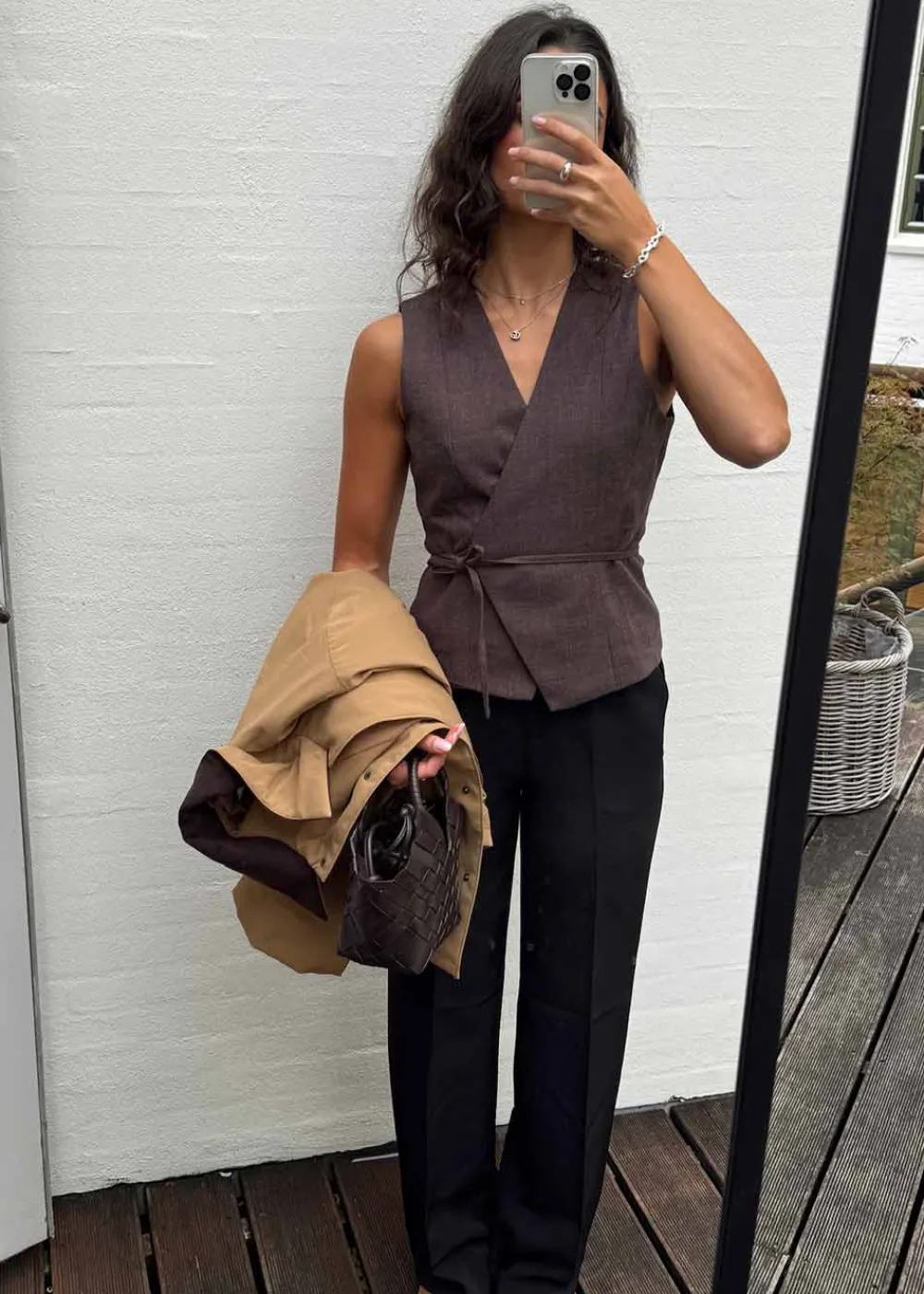 Samara Melange Waistcoat>Neo Noir Sale