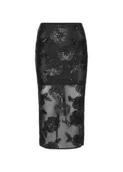 SEQUINS MIDI SKIRT>Rotate Hot