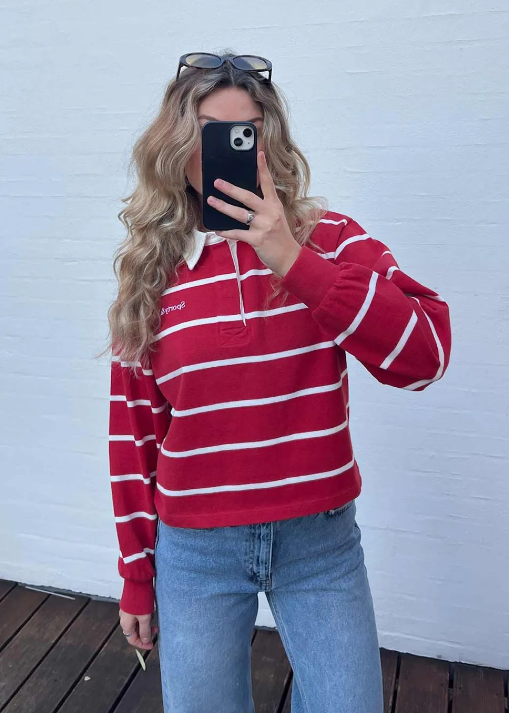 Serif Logo Cropped Rugby Polo>Sporty & Rich Best