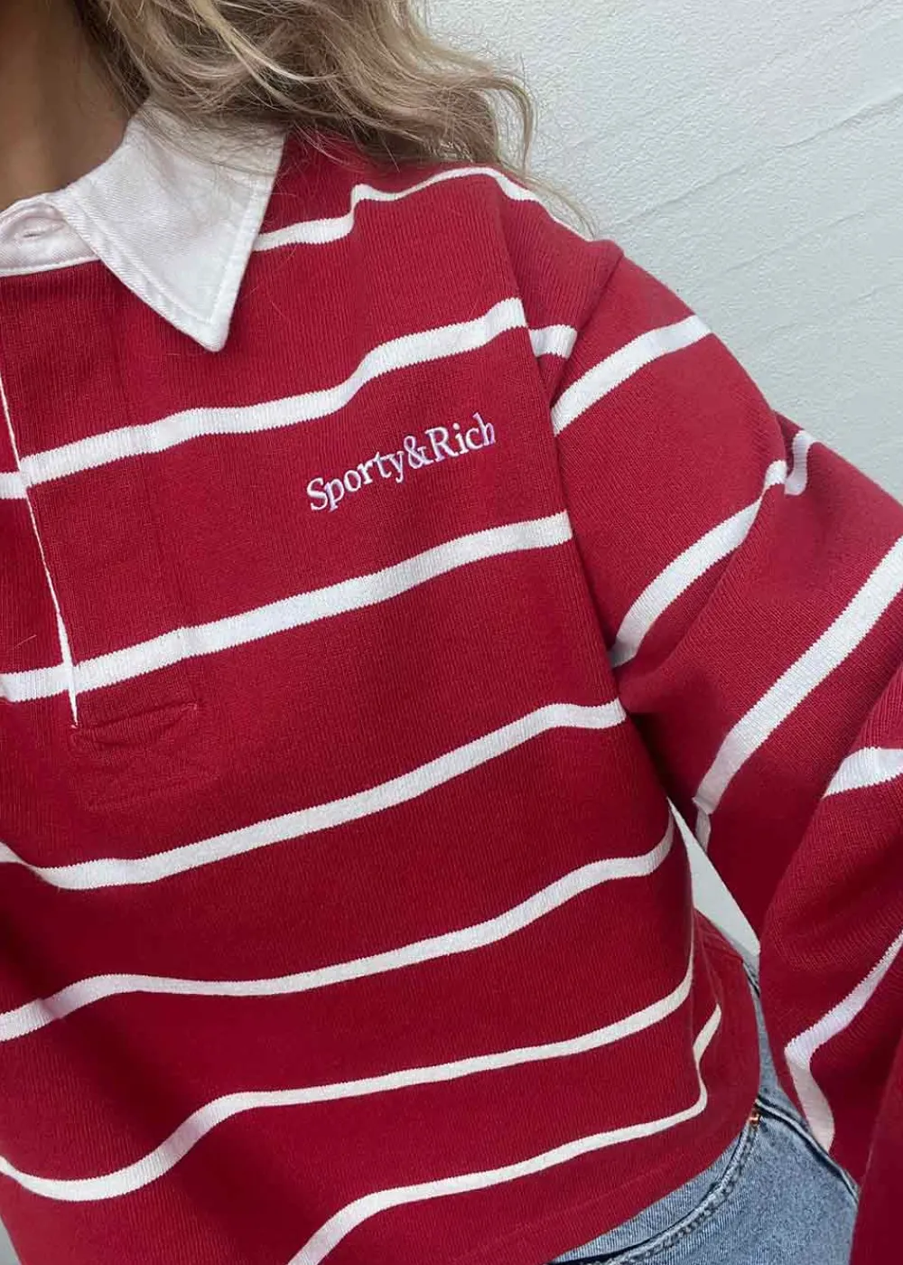 Serif Logo Cropped Rugby Polo>Sporty & Rich Best