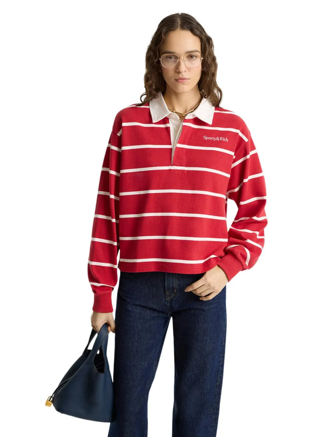 Serif Logo Cropped Rugby Polo>Sporty & Rich Best