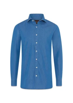Slim Fit Cut Away Denim Shirt>Oscar Jacobson Sale