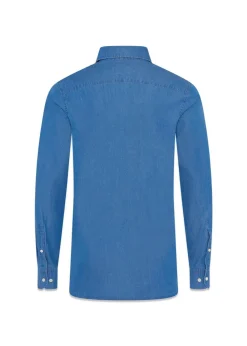 Slim Fit Cut Away Denim Shirt>Oscar Jacobson Sale