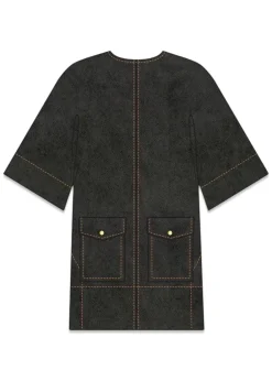 Washed Stretch Cotton Boxy Kimono Mini Dress>Ganni New