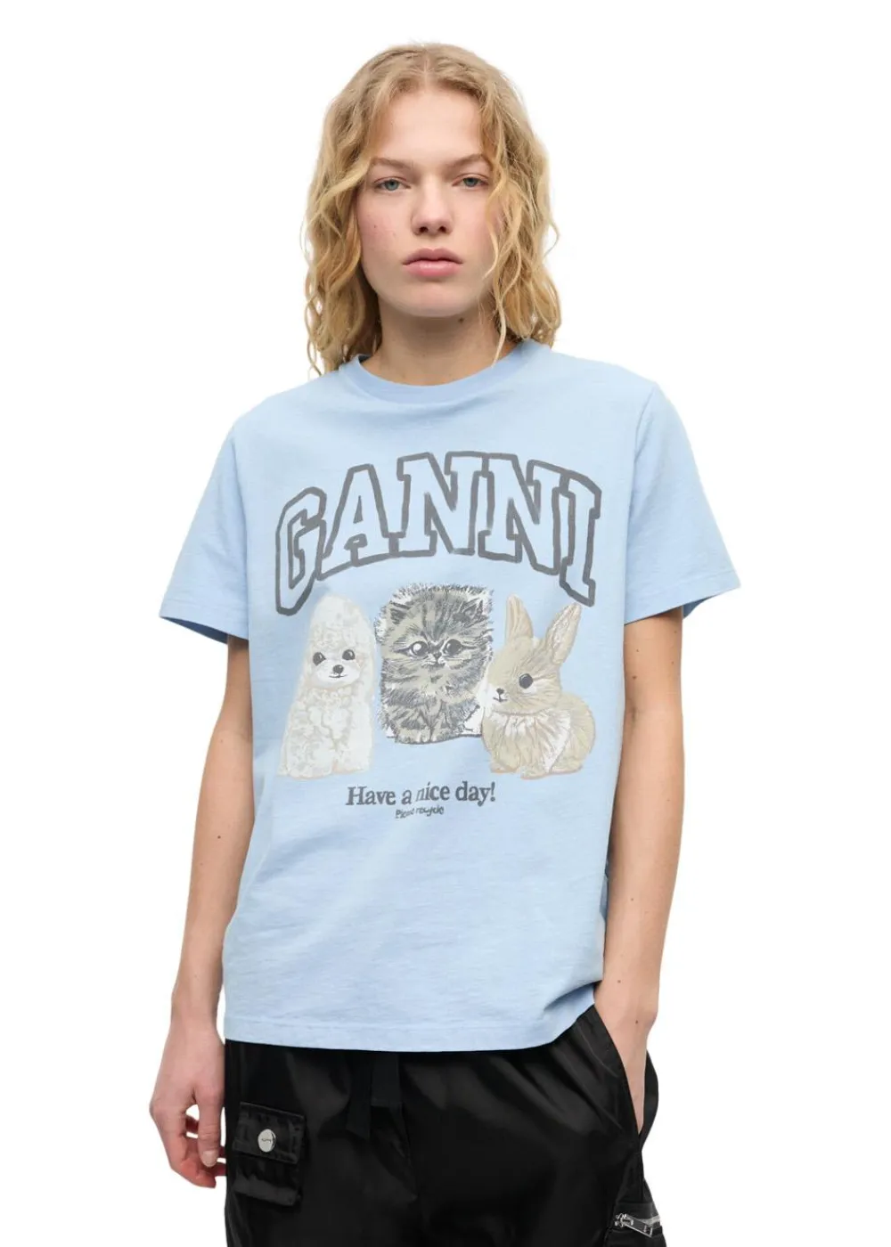 Basic Cotton Jersey Animals Relaxed T-shirt>Ganni Best