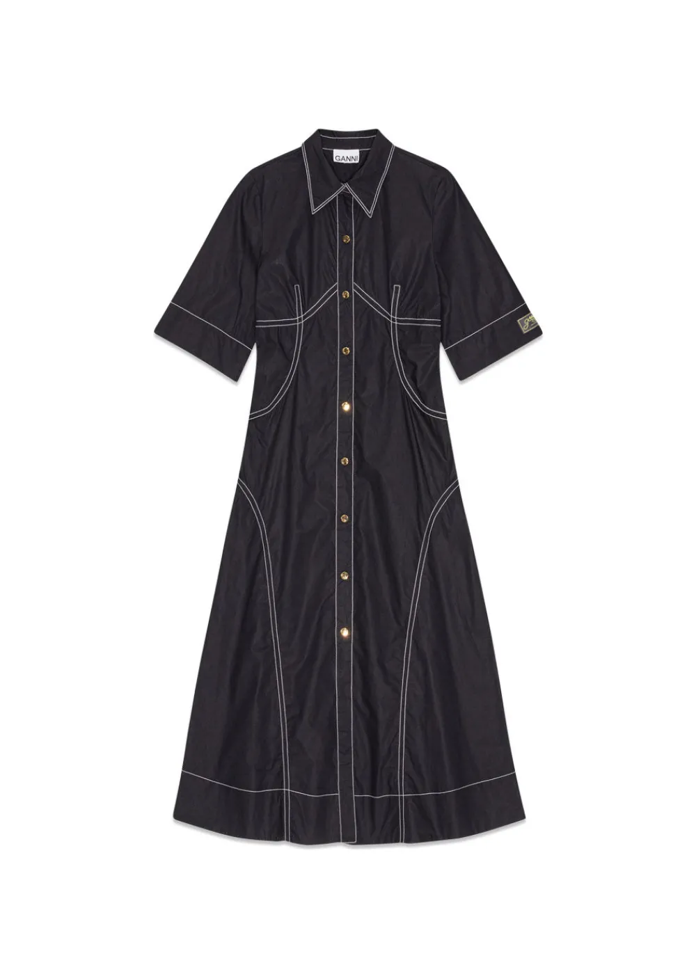 Cotton Poplin Long Shirt Dress>Ganni Discount