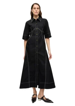 Cotton Poplin Long Shirt Dress><noscript><img width=