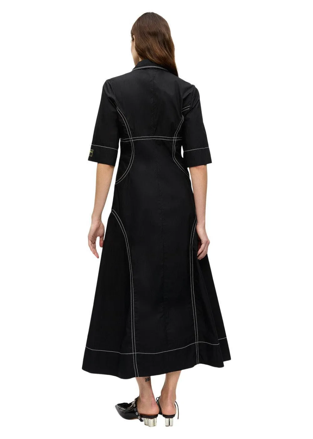 Cotton Poplin Long Shirt Dress>Ganni Discount