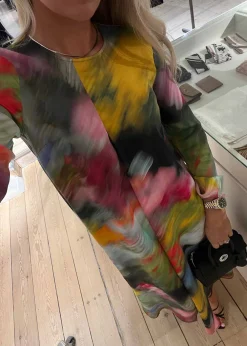 DRAPED ASYMMETRIC MIDI DRESS><noscript><img width=