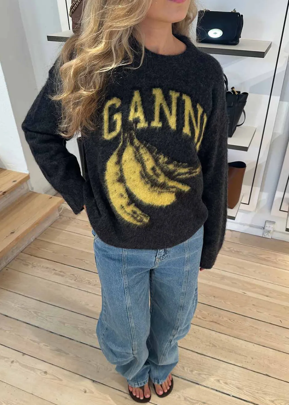 Fine Brushed Alpaca Banana Oversized O-neck>Ganni Clearance