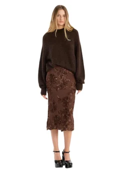 FLOWER MESH PENCIL SKIRT><noscript><img width=