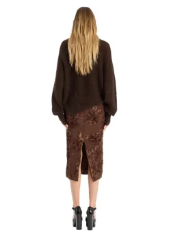 FLOWER MESH PENCIL SKIRT><noscript><img width=