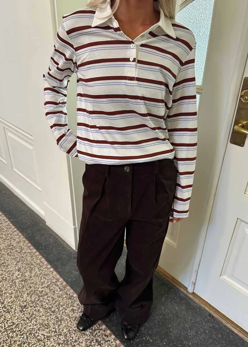 Hellenmd LS stripe polo>Modström Discount