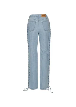 Laced Straight Leg Jeans><noscript><img width=