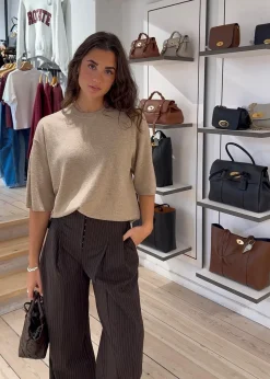 PINSTRIPE WIDE LEG PANTS><noscript><img width=