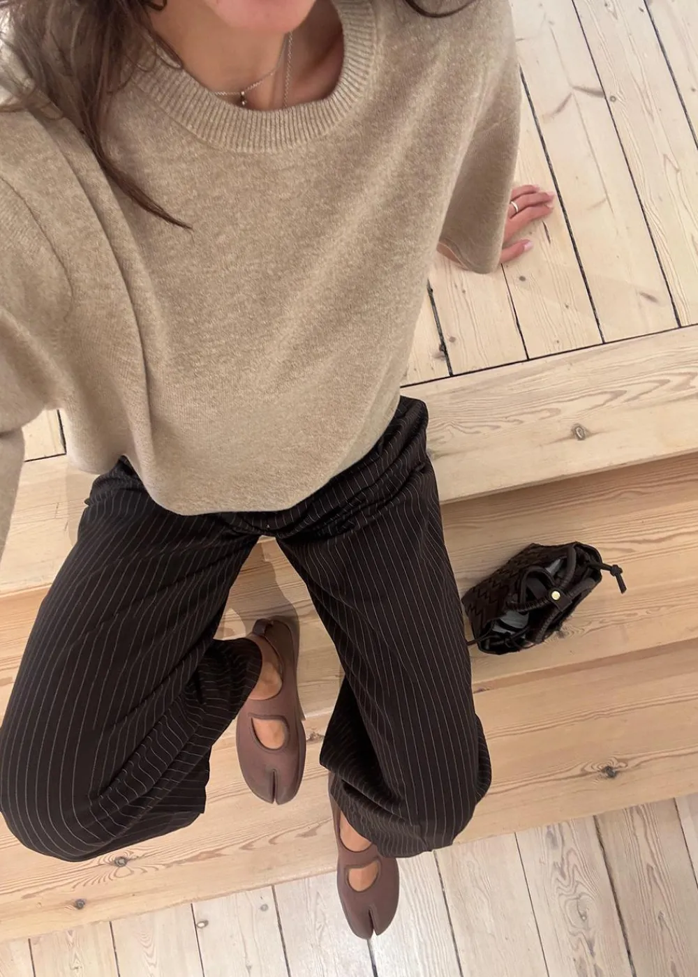 PINSTRIPE WIDE LEG PANTS>Rotate