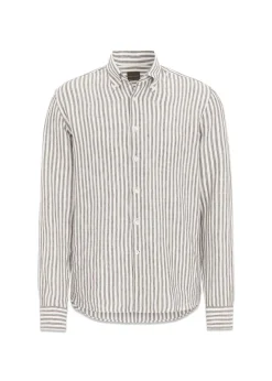 Reg Fit BD Striped Linen Shirt>Oscar Jacobson Discount