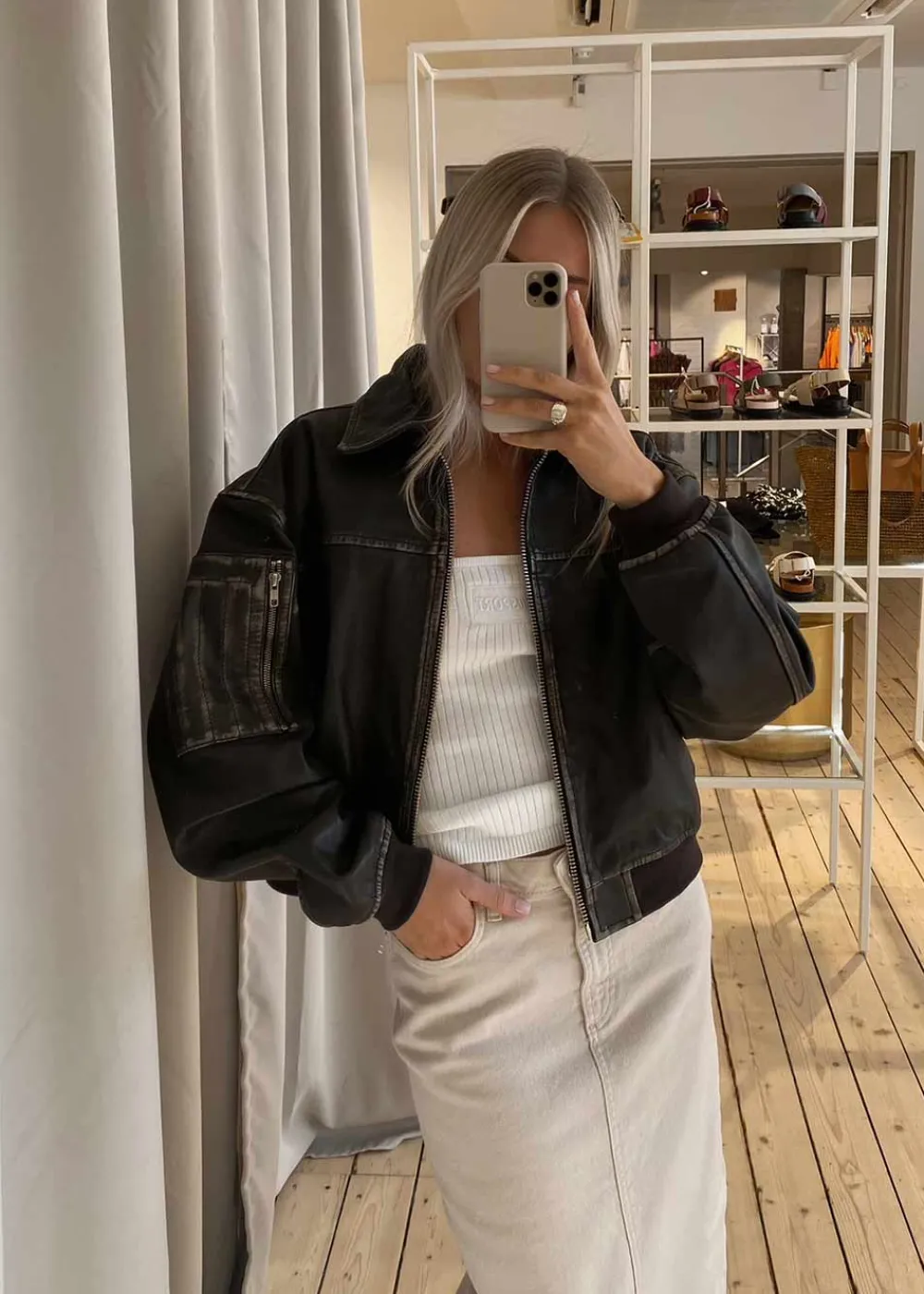 Rocker Leather Bomber>Oval Square Discount