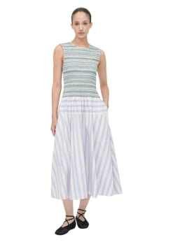 SMOCKED GATHERED TANK DRESS><noscript><img width=