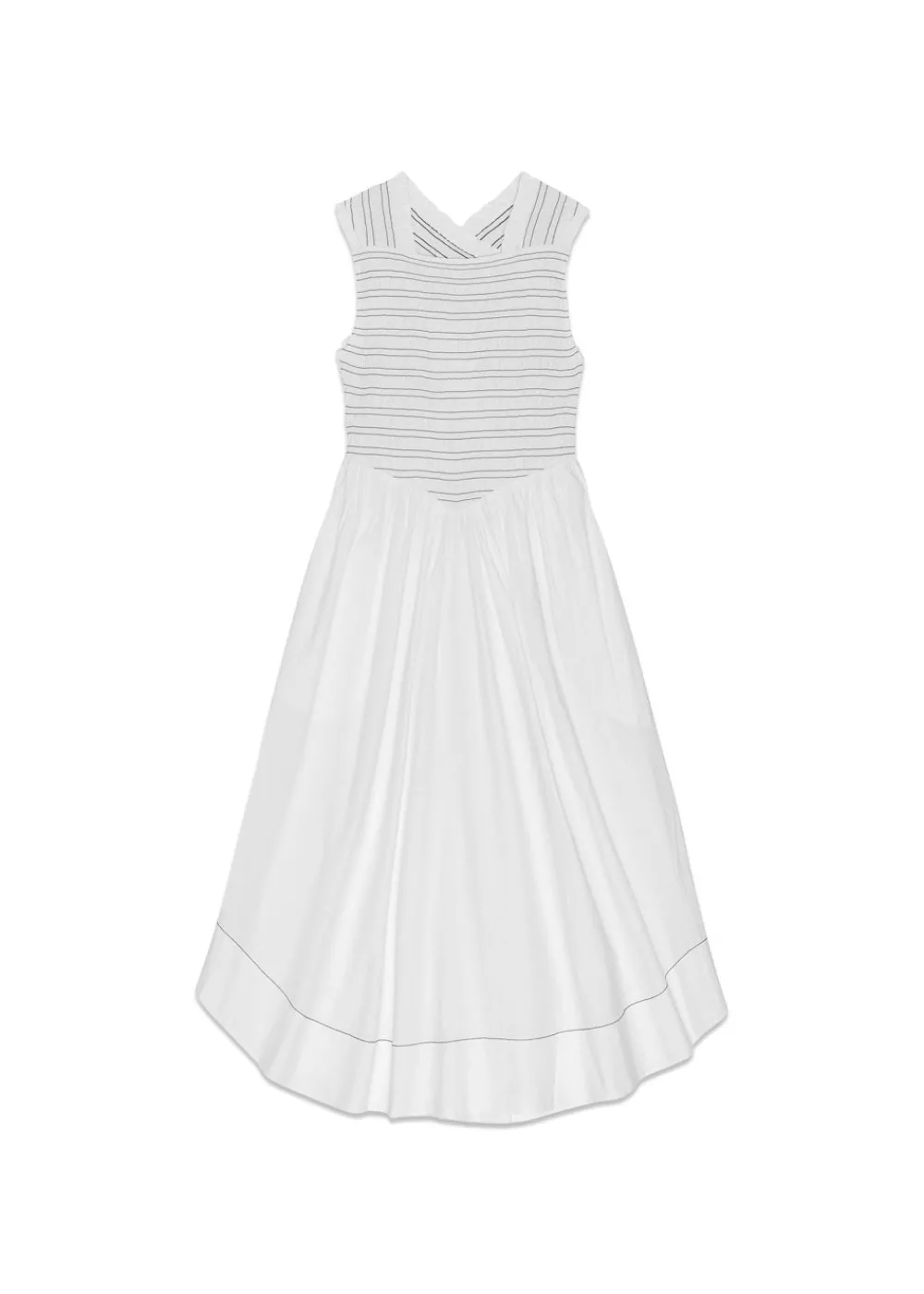 Washed Stretch Cotton Smock Midi Straps Dress>Ganni