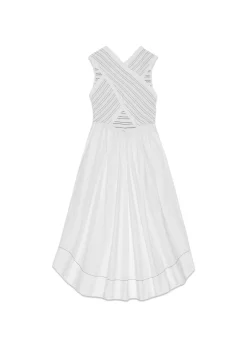 Washed Stretch Cotton Smock Midi Straps Dress><noscript><img width=